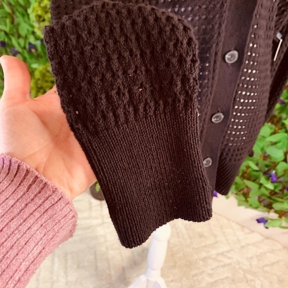 New Simply Vera Wang Women’s Medium Button Down Crotchet Black Cardigan NWT - Picture 4 of 12